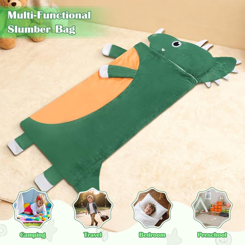 alldomess Toddler Nap Mat,Elephant Kids Sleeping Bag 67‘’×27‘’,Extra Large Slumber Bag Thick with Removable Pillow for Girls Boys,Soft Plush Roll Up Sleeping Mat Lightweight for Preschool,Daycare,Travel - Image 5